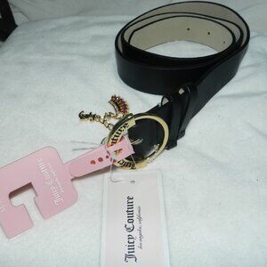 Juicy Couture Leather Belt Logo Buckle dangle charms RARE 🆕 📦⌚🏃🏻💨⚡🚚
